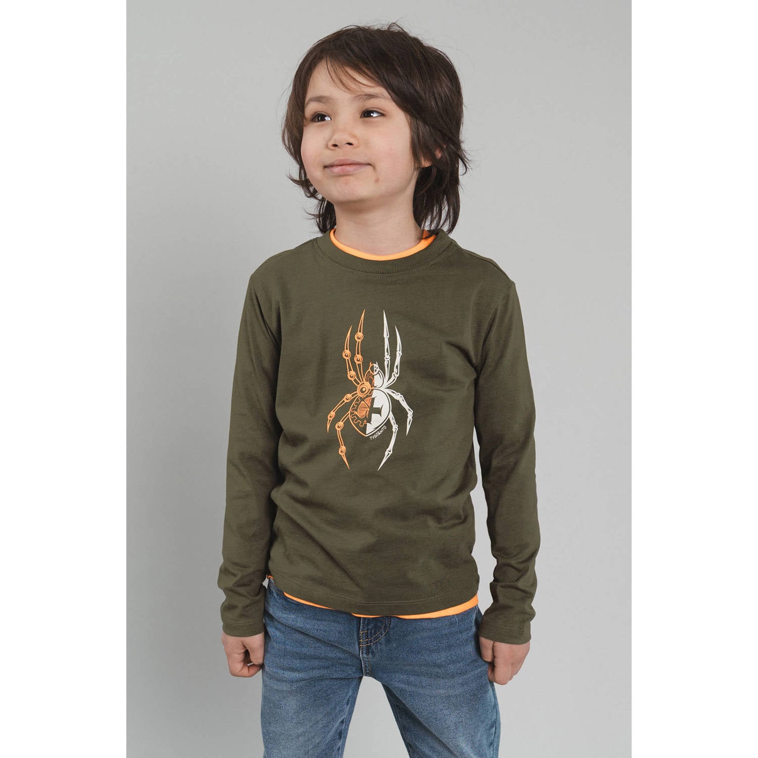 TYGO & vito jersey longsleeve met print olijfgroen