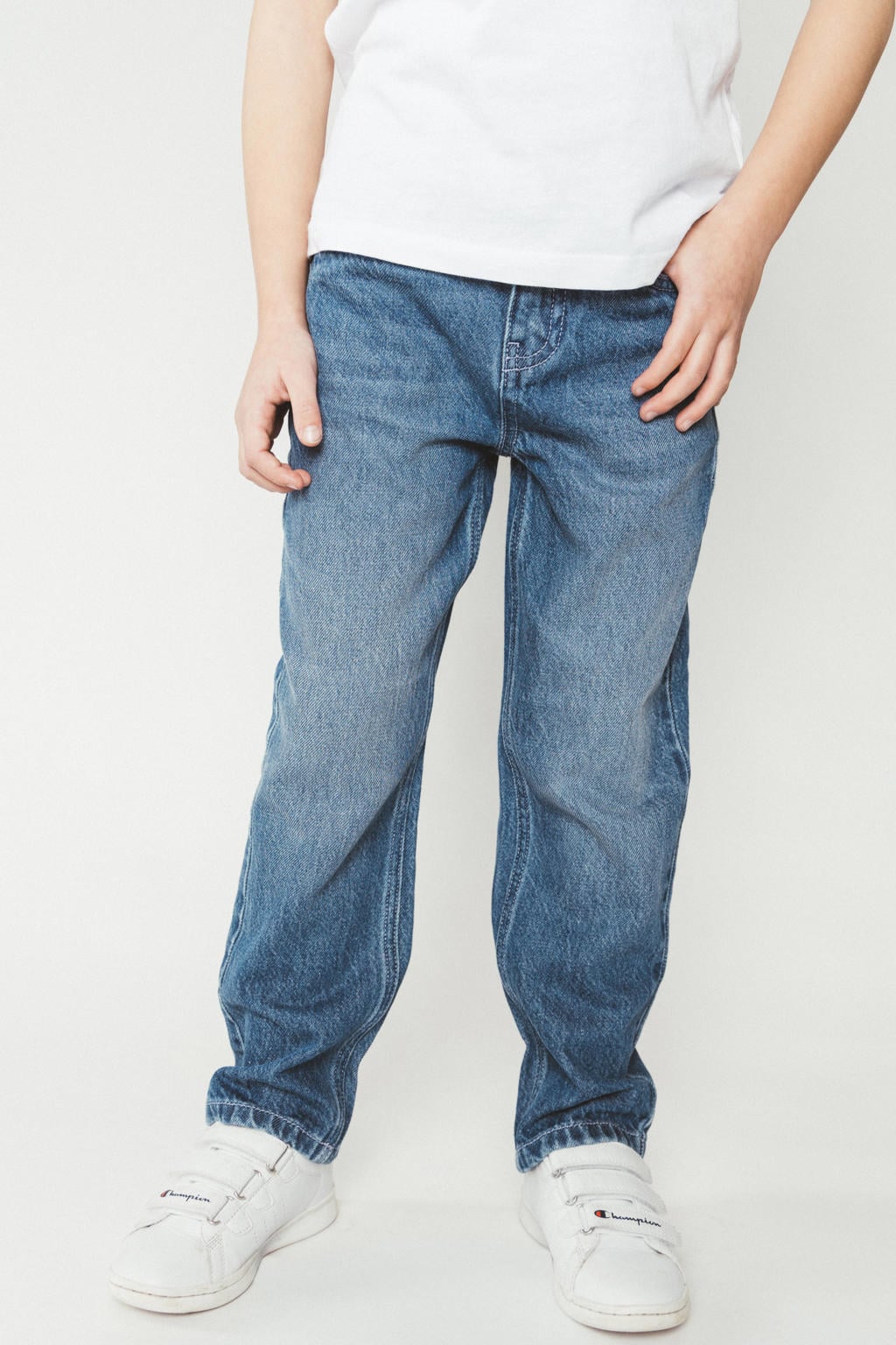 Medium blue denim jongens TYGO & vito Lex regular fit jeans van denim met effen