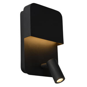 BOXER - Bedlamp / Wandlamp - LED - 3000K - Met USB oplaadpunt - Zwart
