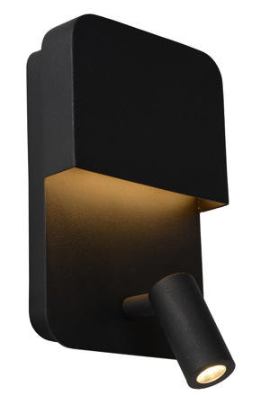 BOXER - Bedlamp / Wandlamp - LED - 3000K - Met USB oplaadpunt - Zwart