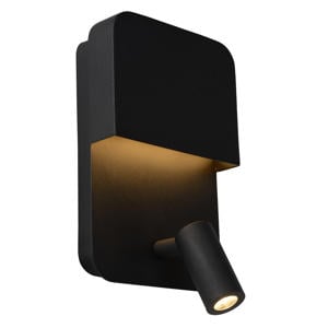BOXER - Bedlamp / Wandlamp - LED - 3000K - Met USB oplaadpunt - Zwart