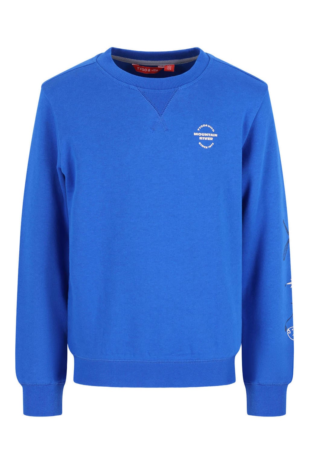 Blauwe jongens TYGO & vito sweater met lange mouwen, ronde hals en geribde boorden
