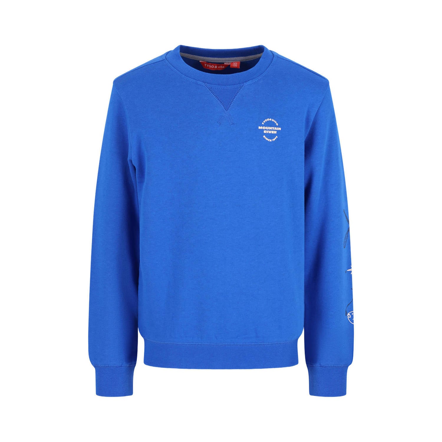 TYGO & vito sweater met print blauw