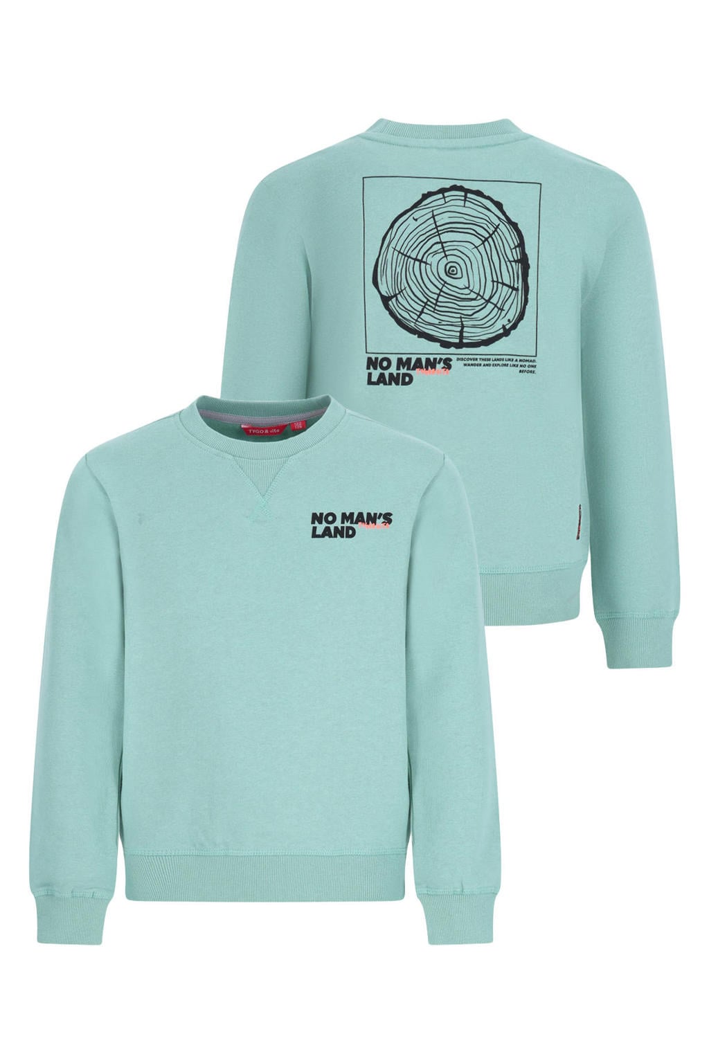 Blauwe jongens TYGO & vito sweater met backprint, lange mouwen, ronde hals en geribde boorden