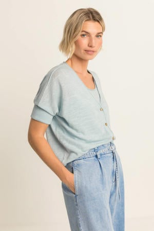 gebreid vest met linnen