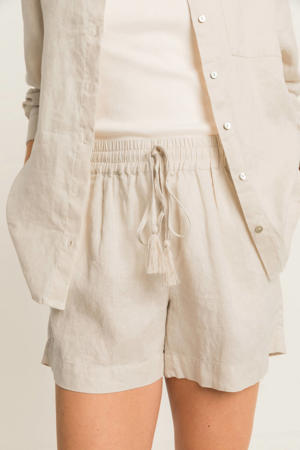wide leg regular waist casual short linnen beige