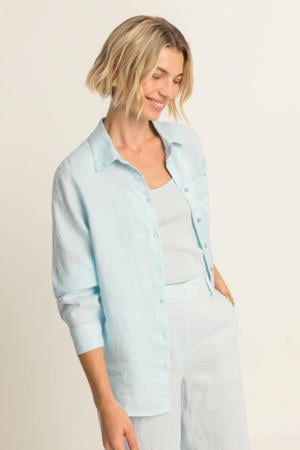 linnen blouse lichtblauw