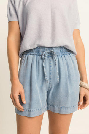 regular waist casual short light blue denim
