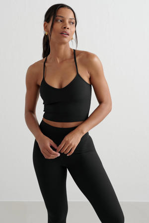sporttop Ribbed  zwart
