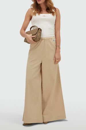 wide leg high waist broek beige