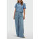 JOSH V gebloemde top met lurex lichtblauw