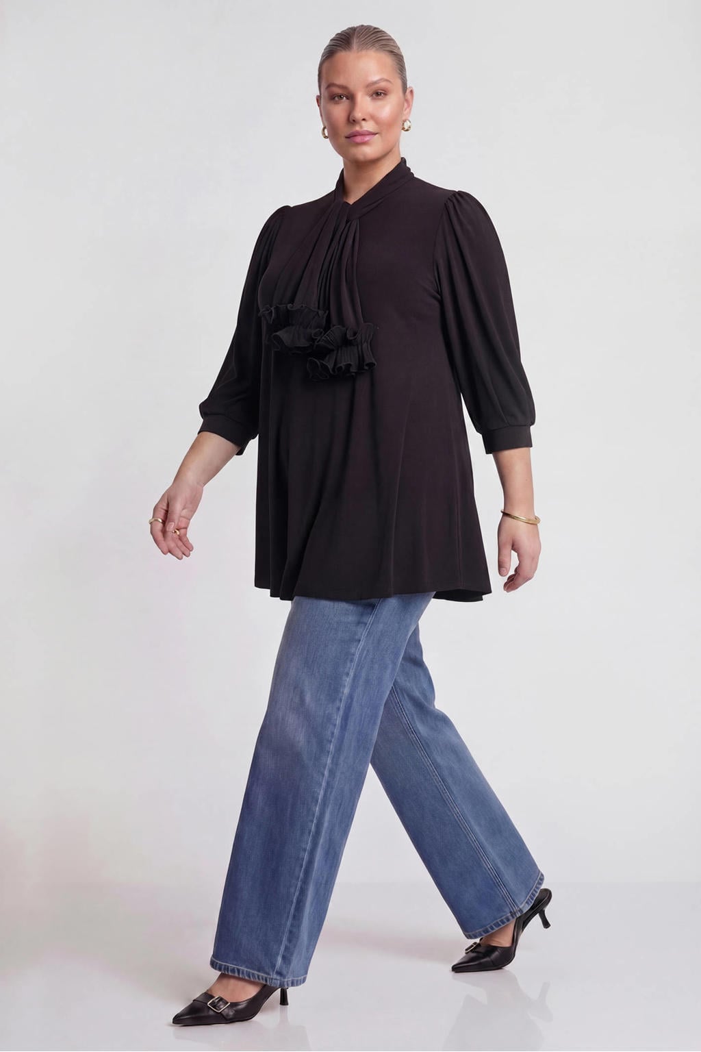 YOEK Lovers Collection dolce tuniek met sjaal zwart