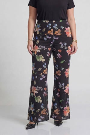 straight regular waist gebloemde broek multi