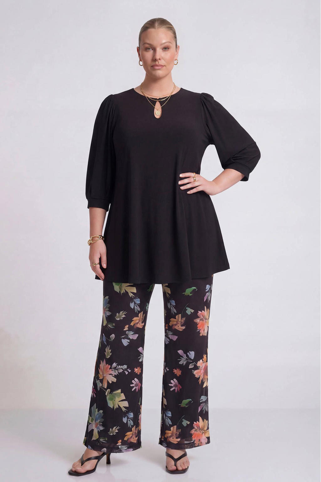 YOEK Lovers Collection straight regular waist gebloemde broek multi