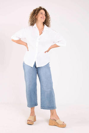 linnen blouse Plus Size - wit