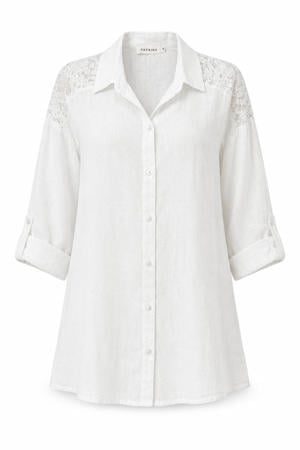 linnen blouse Plus Size - wit