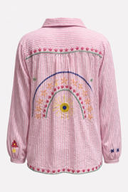 thumbnail: Paprika gestreepte blouse met borduursels Plus Size - roze