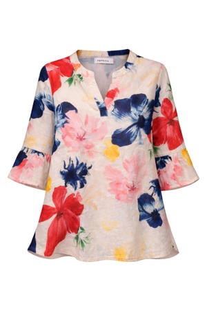 linnen top Plus Size met print - meerkleurig