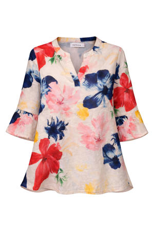 linnen top Plus Size met print - meerkleurig