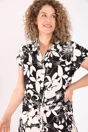 viscose blouse met print Plus Size - zwart