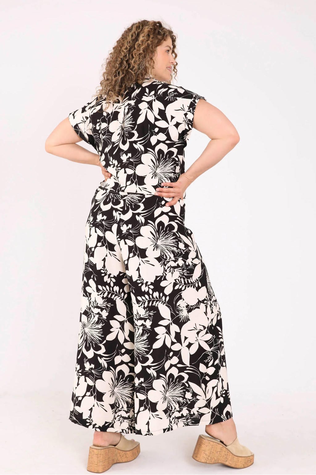 Paprika viscose blouse met print Plus Size - zwart