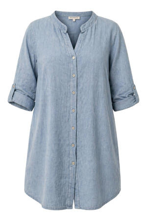 satijnen blouse Plus Size - mediumblauw