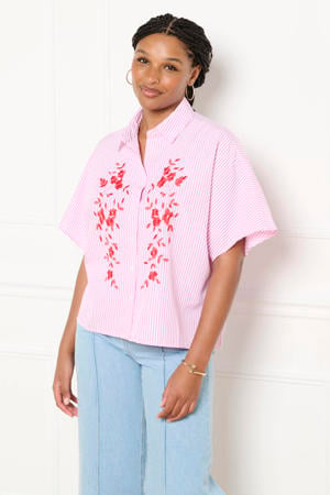 gestreepte blouse lichtroze