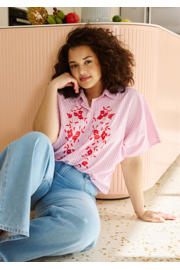 thumbnail: LOLALIZA gestreepte blouse lichtroze