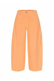 thumbnail: Oranje dames Sanny x LOLALIZA x Wehkamp barrel jeans van denim met regular waist, rits- en knoopsluiting en effen