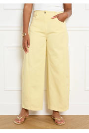 thumbnail: Lichtgele dames Sanny x LOLALIZA x Wehkamp barrel jeans van denim met regular waist, rits- en knoopsluiting en effen