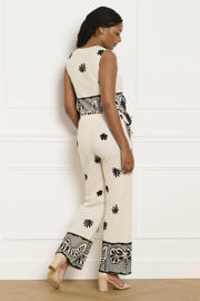 thumbnail: Ecru en zwarte dames Sanny x LOLALIZA x Wehkamp wide leg regular waist broek