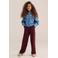 WE Fashion loose fit pantalon met plooien - donkerrood