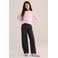 WE Fashion straight leg gestreepte pantalon - antraciet