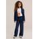 WE Fashion straight leg gestreepte pantalon - donkerblauw