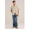 WE Fashion relaxed casual overhemd met linnen zand