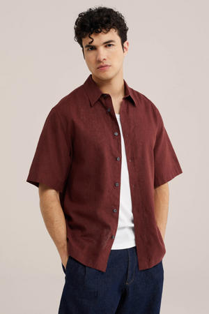 relaxed casual overhemd met linnen rood