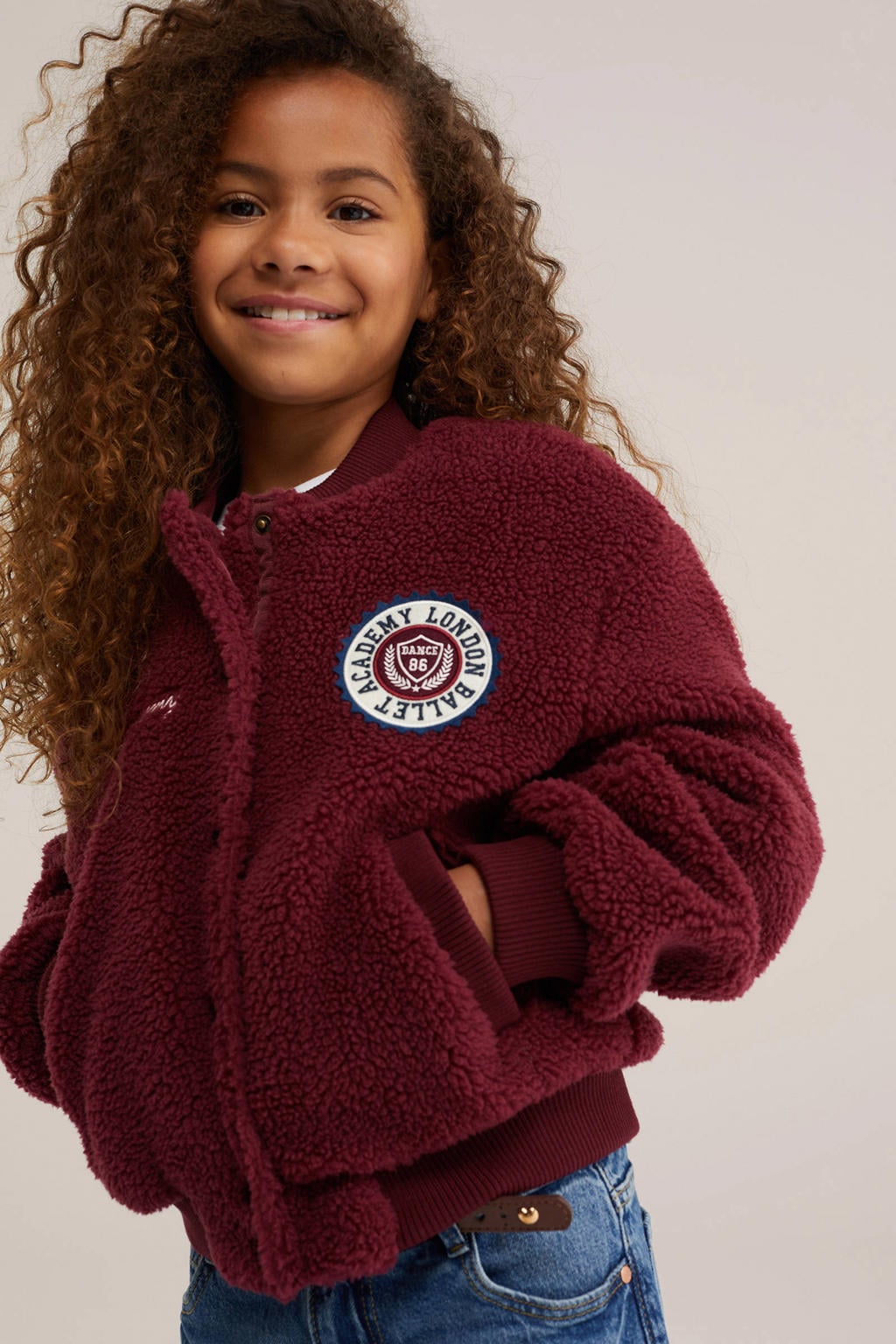 WE Fashion teddy jas - donkerrood