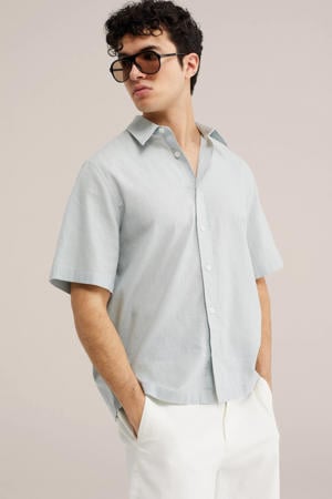relaxed casual overhemd met linnen mintgroen