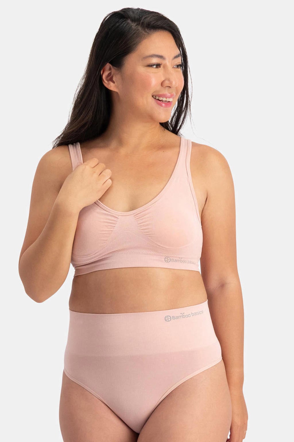 Bamboo Basics seamless corrigerende high waist string Zoey (set van 3) lichtroze