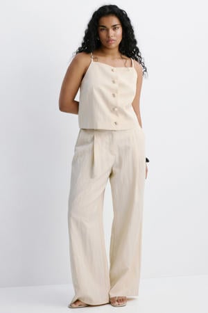 straight regular waist broek zand