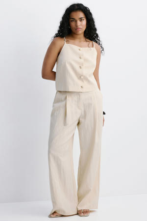 straight regular waist broek zand