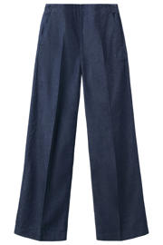 thumbnail: Mango wide leg regular waist broek dark blue denim