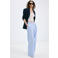 Mango straight regular waist broek met krijtstreep lichtblauw