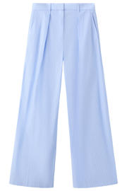 thumbnail: Mango straight regular waist broek met krijtstreep lichtblauw