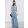 Mango wide leg high waist broek lichtblauw