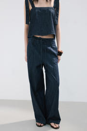 thumbnail: Mango wide leg jeans dark blue denim
