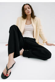 thumbnail: Mango wide leg regular waist broek zwart