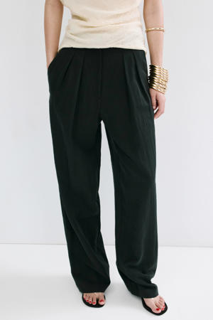 straight regular waist broek zwart