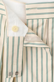 thumbnail: Mango straight regular waist gestreepte broek lichtgeel