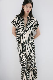 thumbnail: Mango wide leg regular waist broek zwart